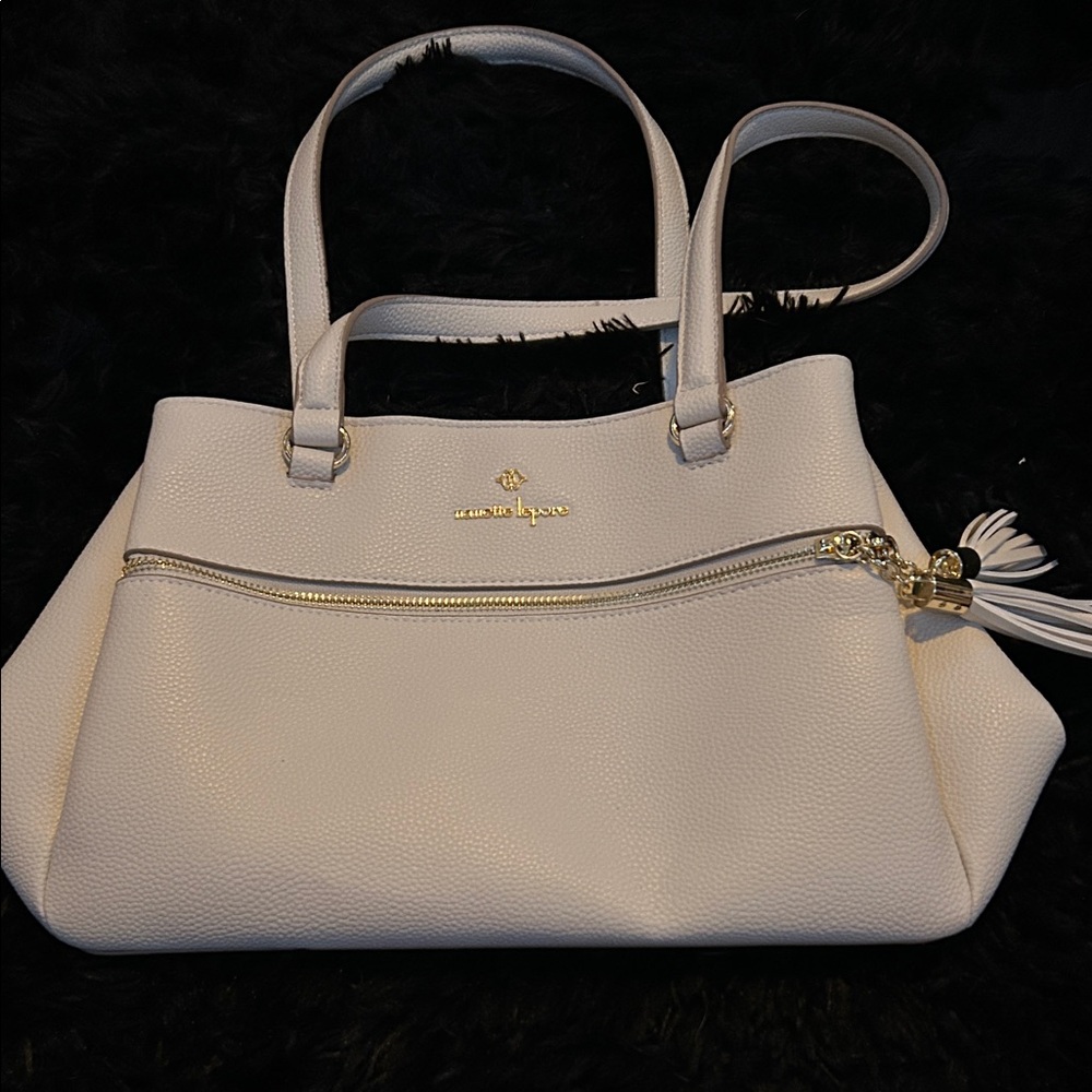 Nanette Lepore Cream Tote with Gold Accents